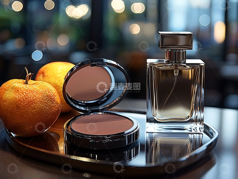 高清大图下载【趣麦麦图】香水化妆品与水果静物