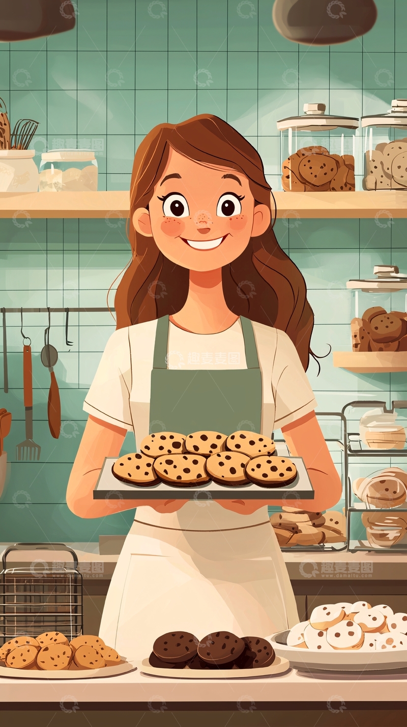 高清大图下载【趣麦麦图】甜美女孩烘焙店