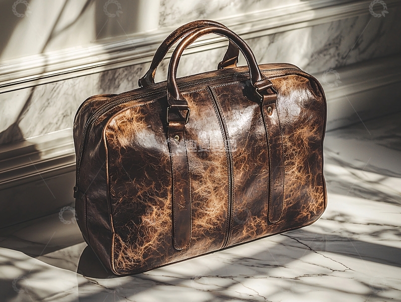 高清大图下载【趣麦麦图】复古棕色皮质旅行包