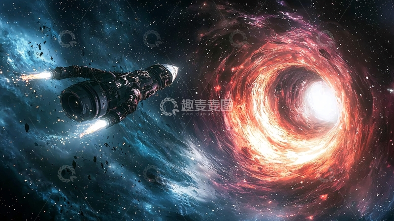 高清大图下载【趣麦麦图】宇宙飞船靠近黑洞