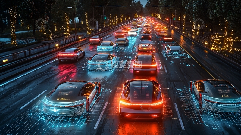 高清大图下载【趣麦麦图】夜晚高速公路车辆川流不息