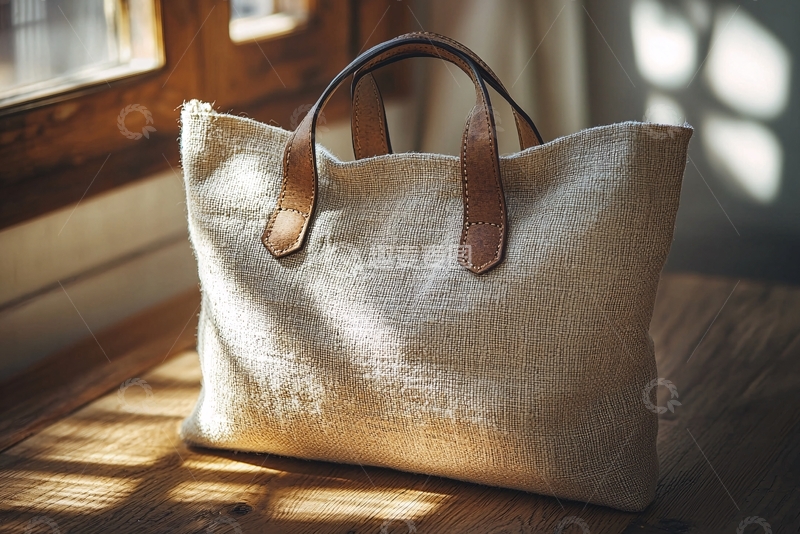 高清大图下载【趣麦麦图】米色帆布手提包