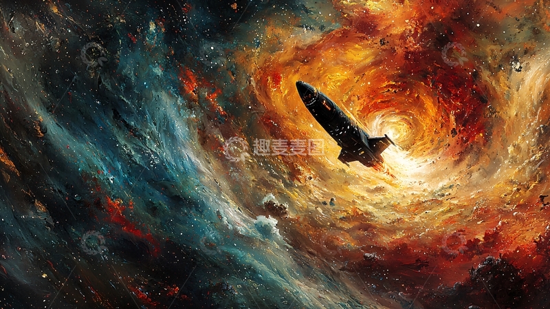 高清大图下载【趣麦麦图】宇宙飞船穿越星云