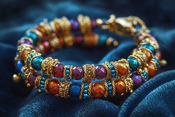 彩色宝石缠绕手镯