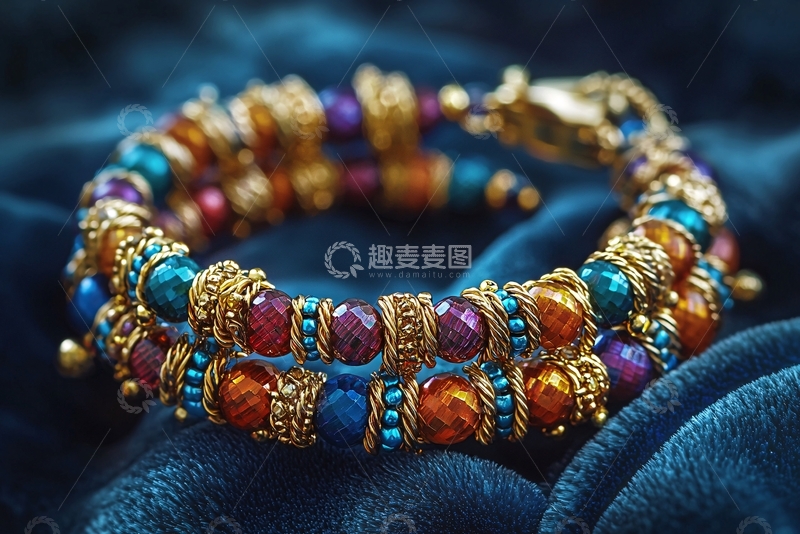 高清大图下载【趣麦麦图】彩色宝石缠绕手镯