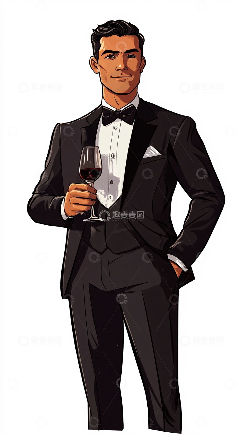 高清大图下载【趣麦麦图】帅气男士红酒晚礼服
