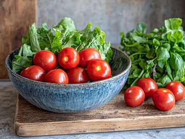 小番茄和绿色蔬菜沙拉