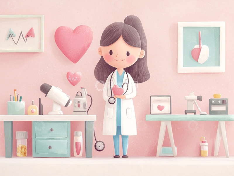 高清大图下载【趣麦麦图】卡通女医生在诊室