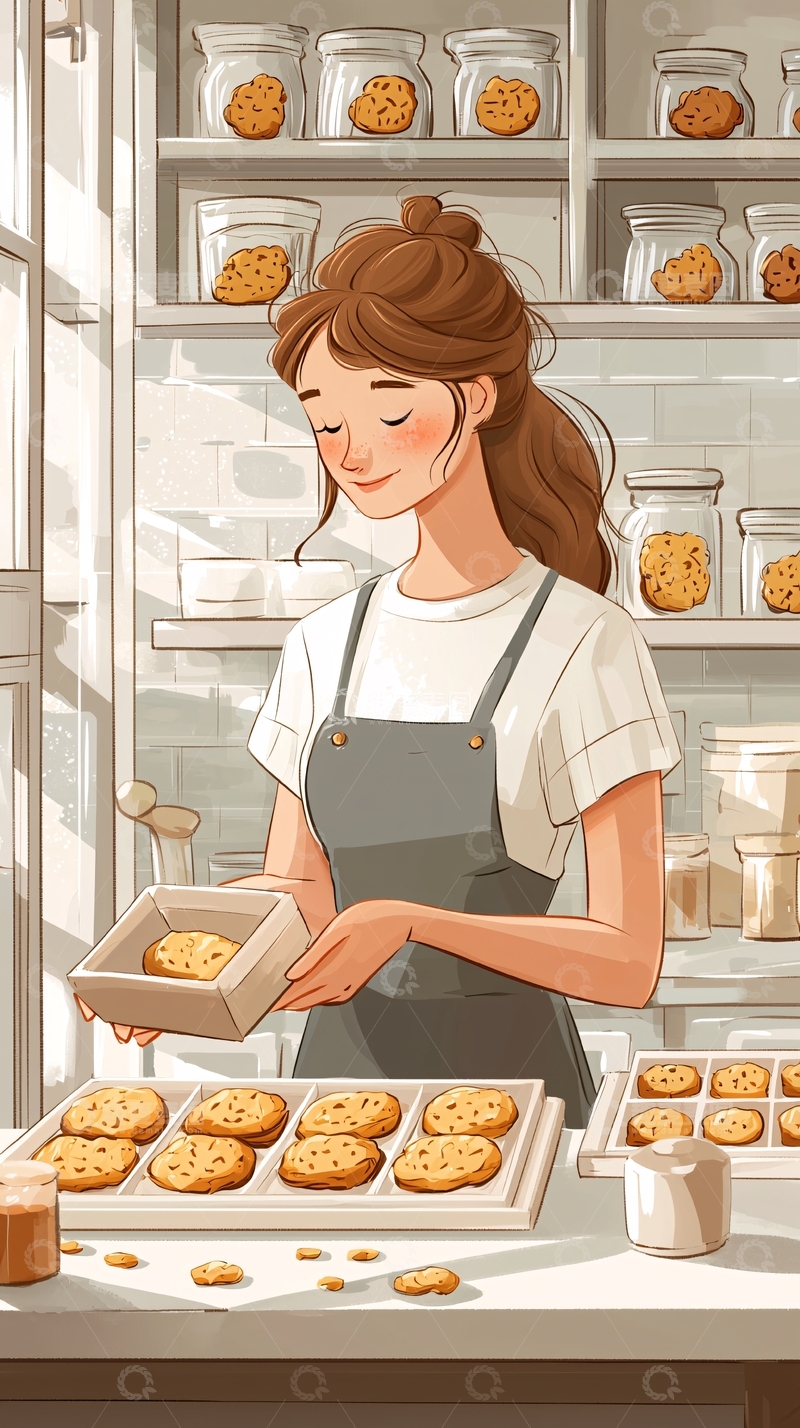 高清大图下载【趣麦麦图】小姐姐烘焙饼干