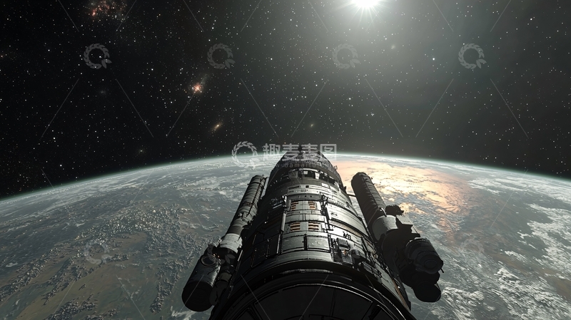 高清大图下载【趣麦麦图】宇宙飞船地球视角