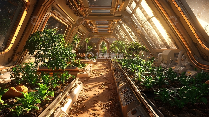高清大图下载【趣麦麦图】太空飞船植物园