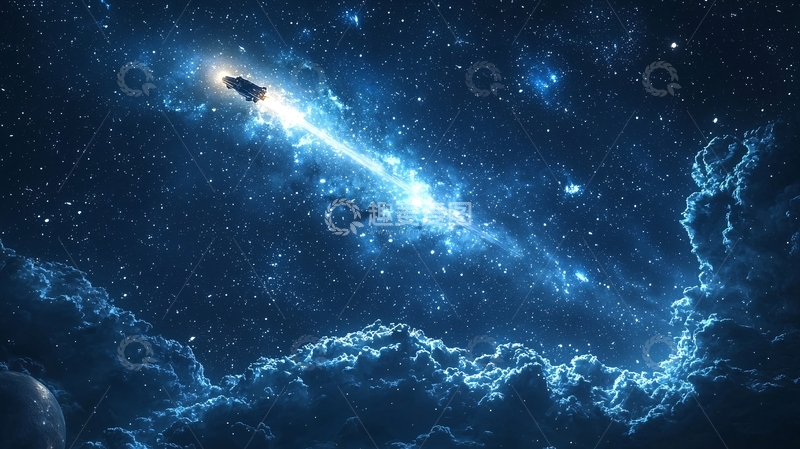 高清大图下载【趣麦麦图】宇宙飞船穿越星云
