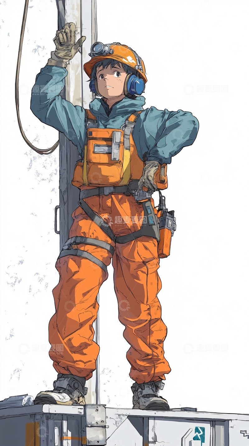 高清大图下载【趣麦麦图】少年攀爬高塔