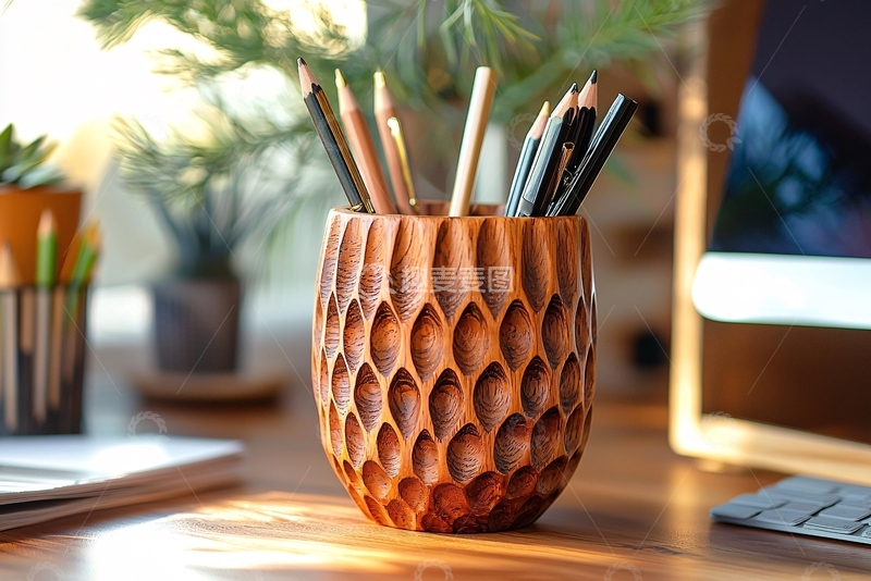 高清大图下载【趣麦麦图】木质笔筒