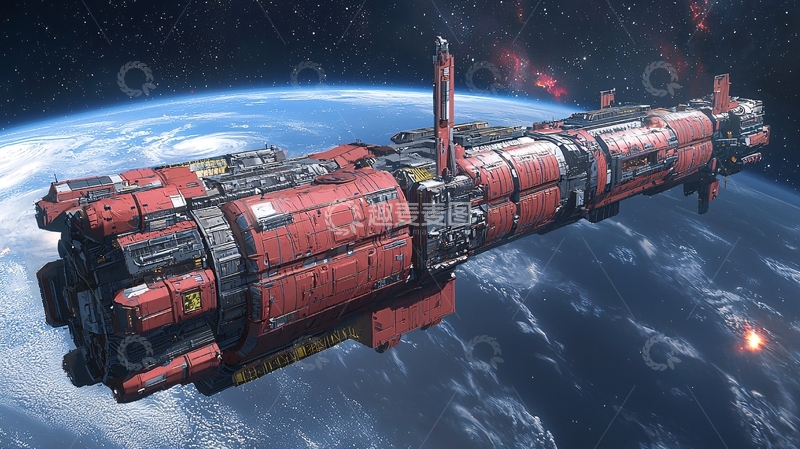 高清大图下载【趣麦麦图】红色宇宙飞船
