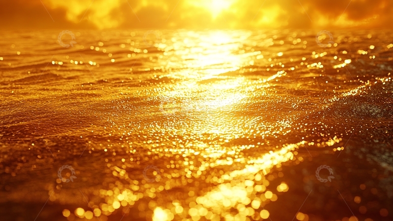 高清大图下载【趣麦麦图】金色阳光下的海面波光粼粼