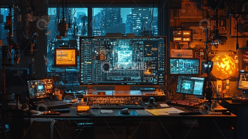 高清大图下载【趣麦麦图】黑客工作室电脑桌面