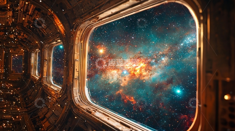 高清大图下载【趣麦麦图】太空飞船舷窗外的宇宙奇观