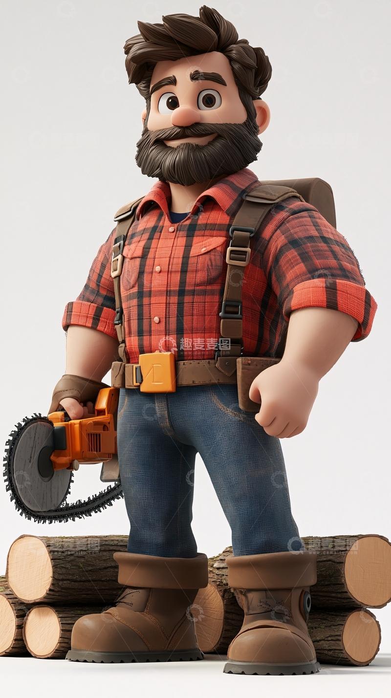 高清大图下载【趣麦麦图】卡通伐木工