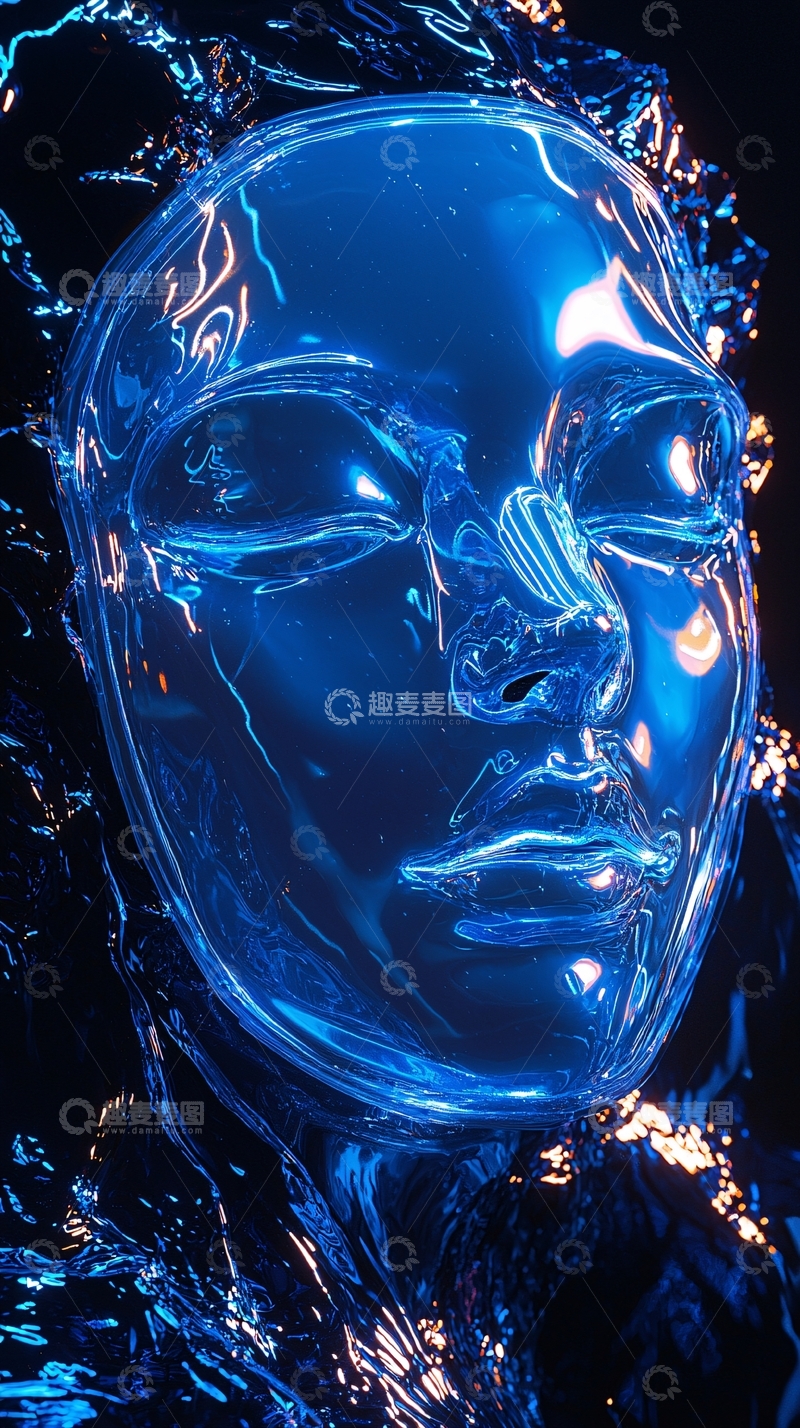 高清大图下载【趣麦麦图】蓝色透明面膜
