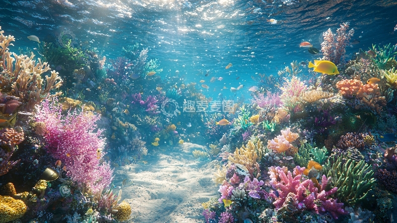高清大图下载【趣麦麦图】阳光照射下的珊瑚礁