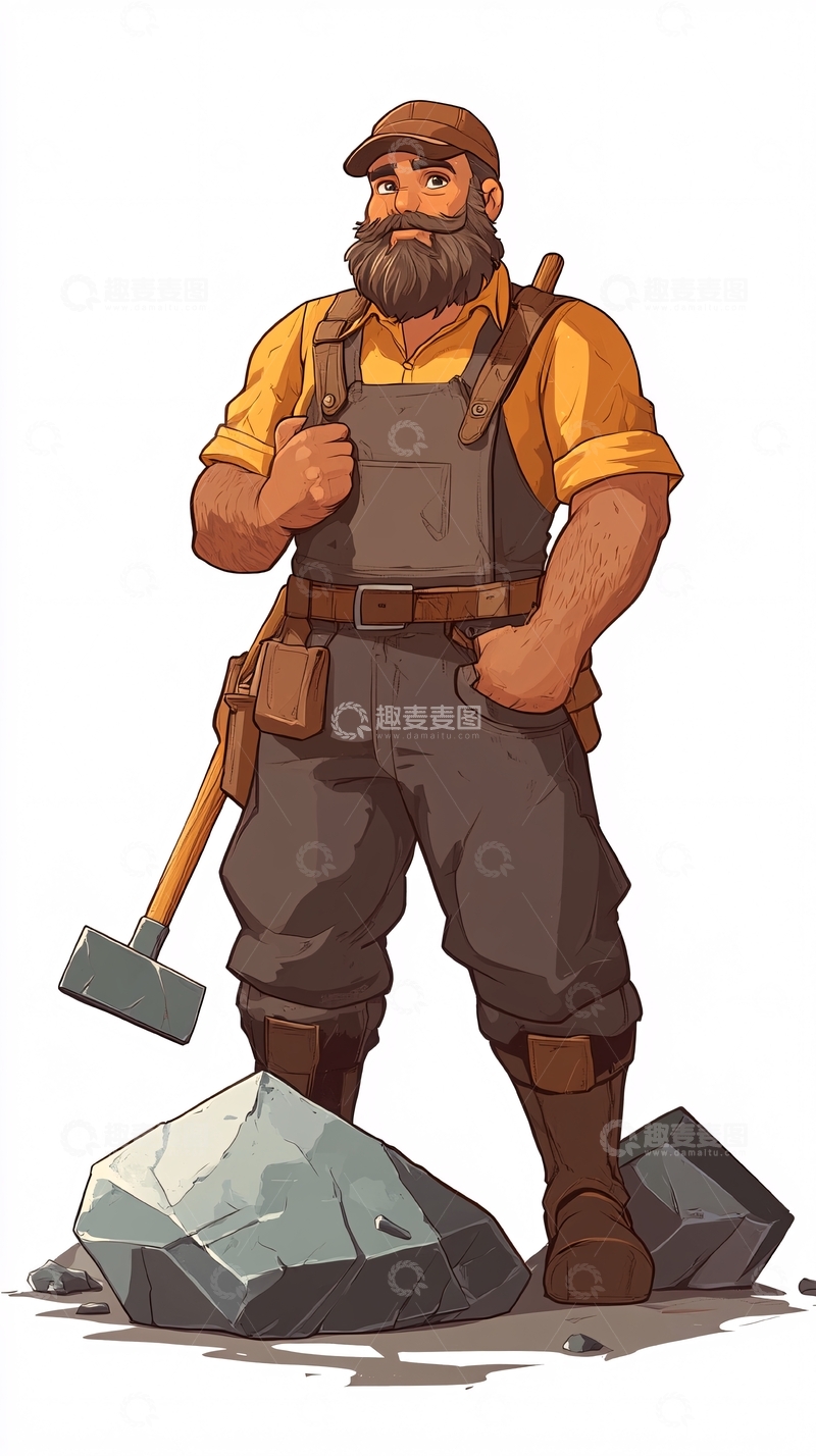 高清大图下载【趣麦麦图】卡通壮汉