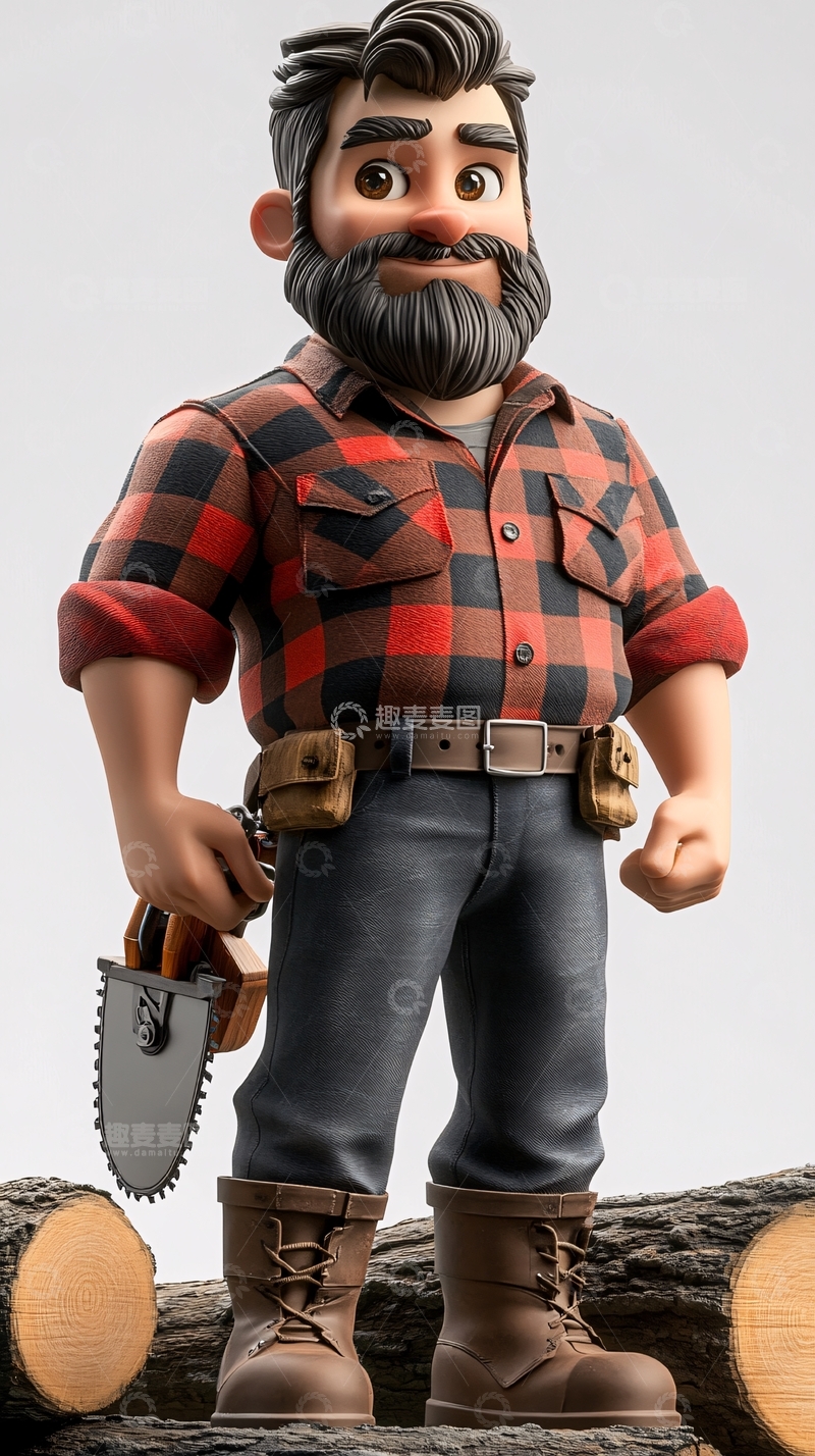 高清大图下载【趣麦麦图】卡通伐木工