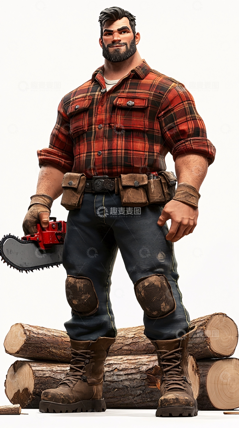 高清大图下载【趣麦麦图】强壮肌肉男伐木工