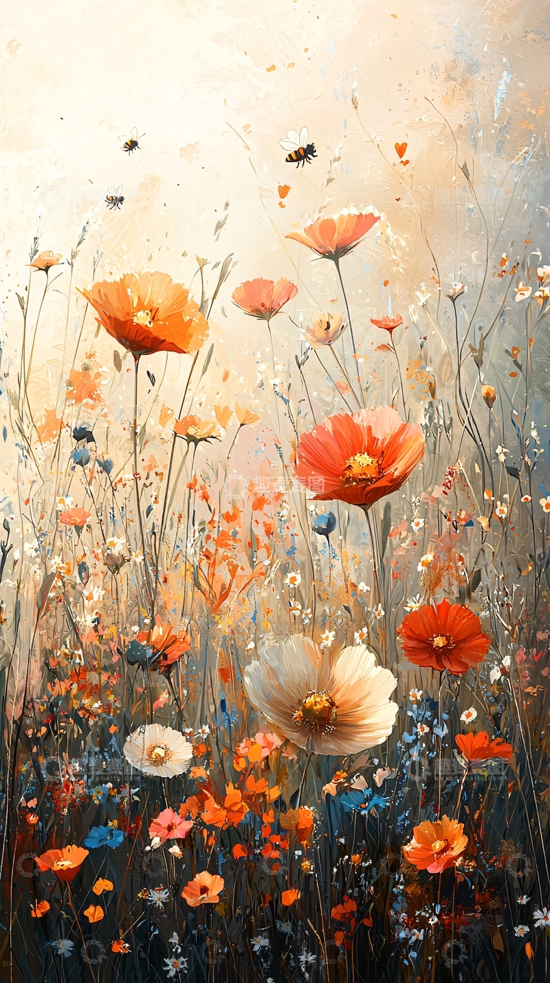 高清大图下载【趣麦麦图】油画风格的花田