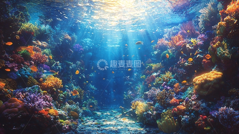高清大图下载【趣麦麦图】阳光照射下的珊瑚礁