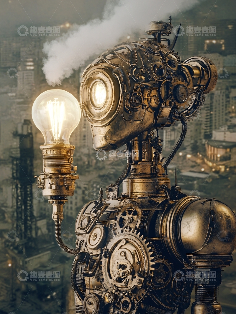 高清大图下载【趣麦麦图】蒸汽朋克机器人