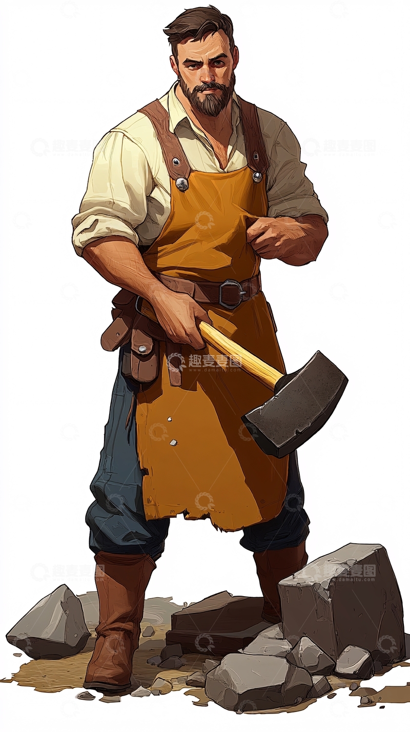 高清大图下载【趣麦麦图】强壮的男性铁匠