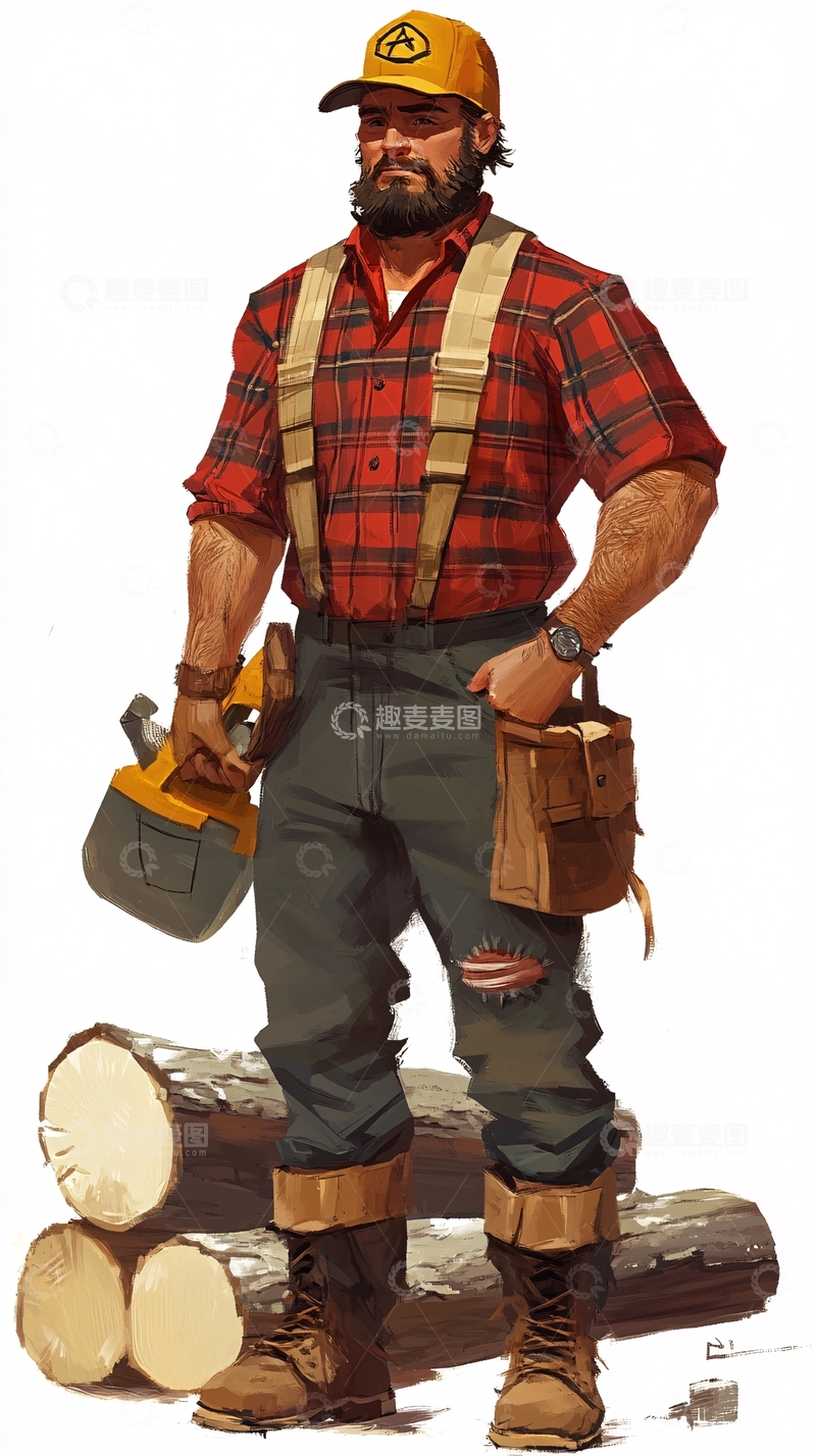 高清大图下载【趣麦麦图】强壮伐木工