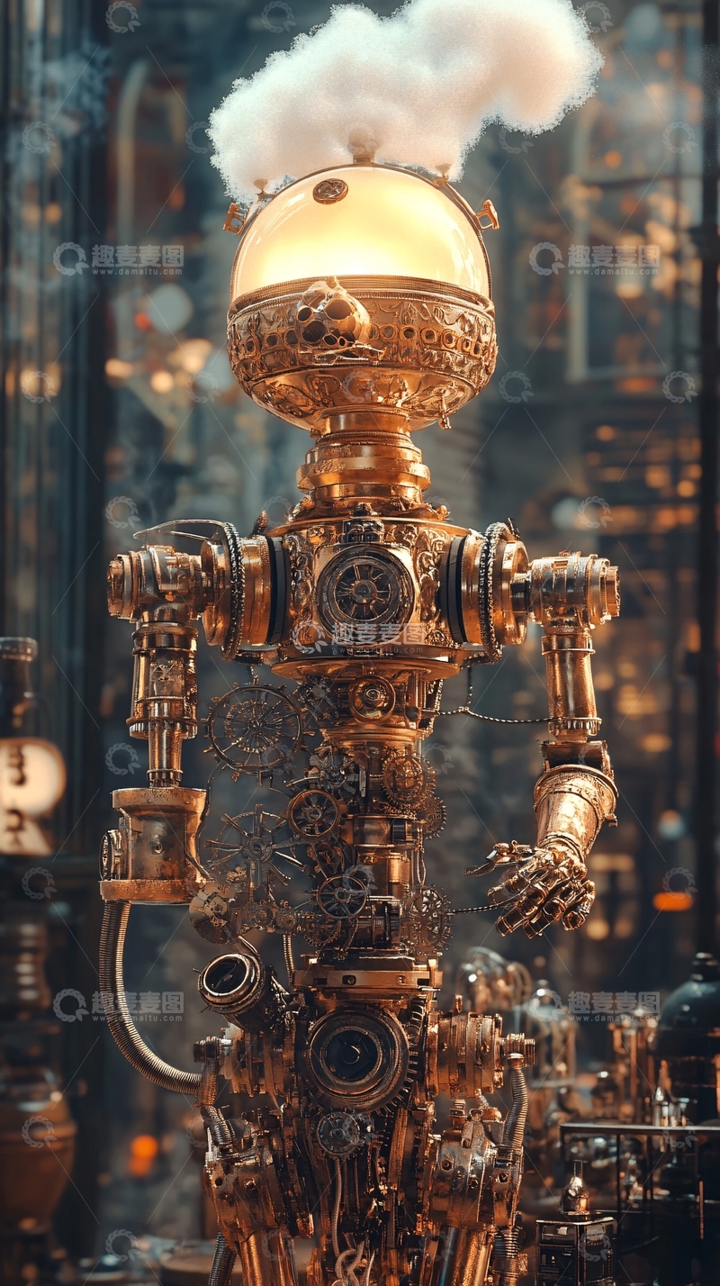 高清大图下载【趣麦麦图】蒸汽朋克机器人