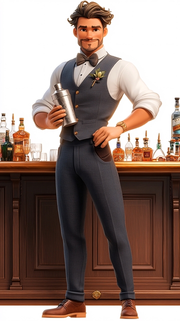 帅气酒吧调酒师