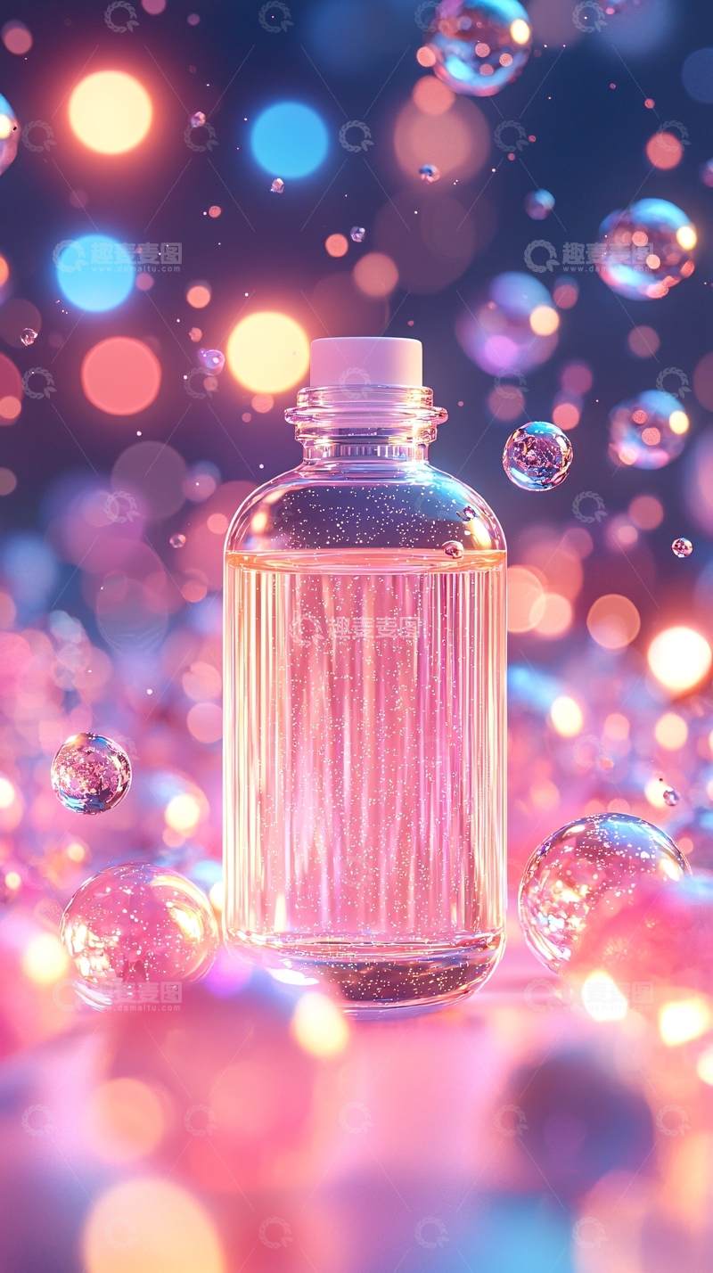 高清大图下载【趣麦麦图】透明瓶粉色液体