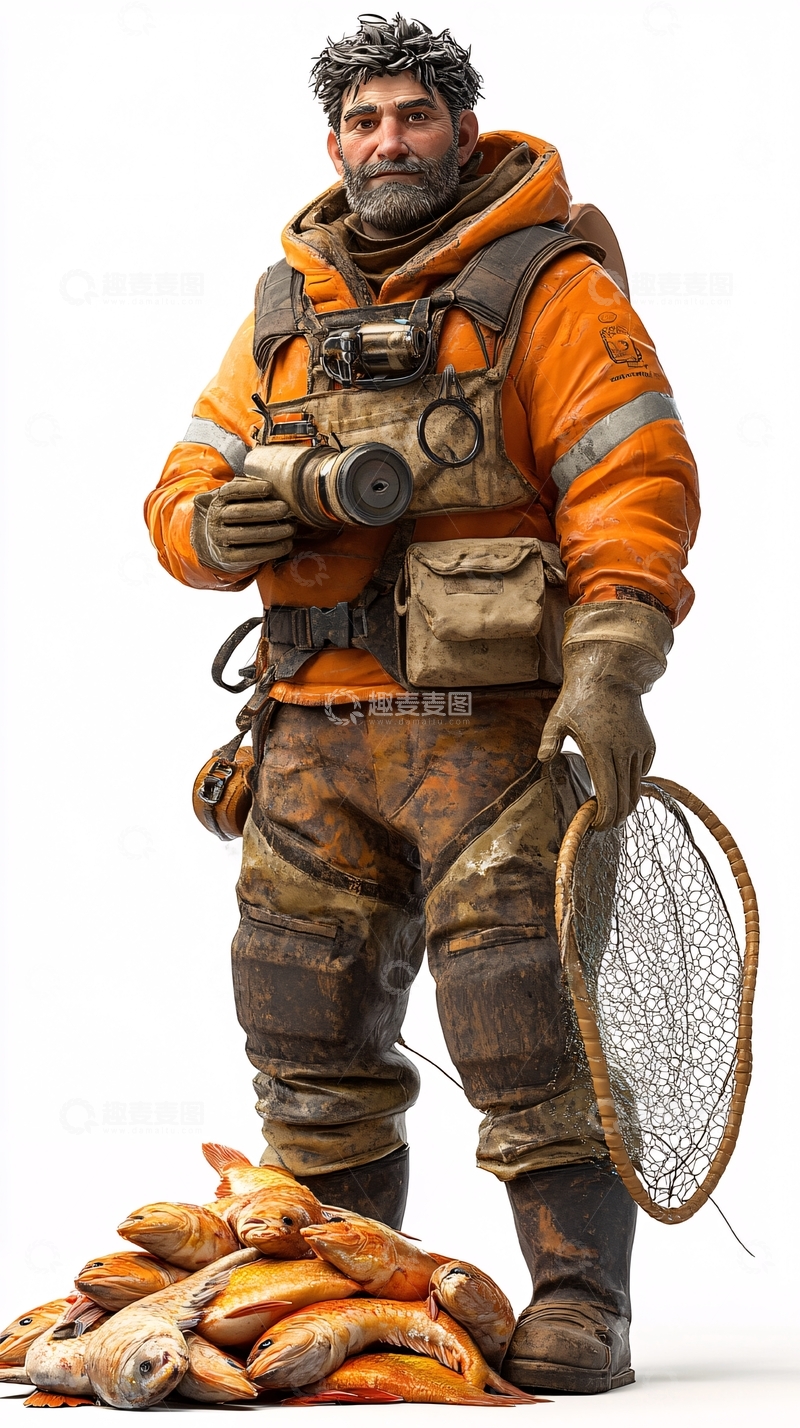 高清大图下载【趣麦麦图】穿着橙色外套的男子