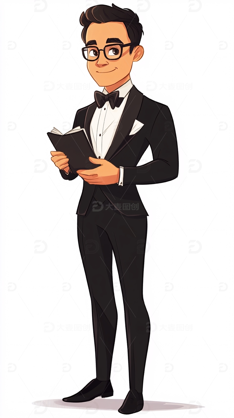 高清大图下载【趣麦麦图】西装革履男士卡通形象