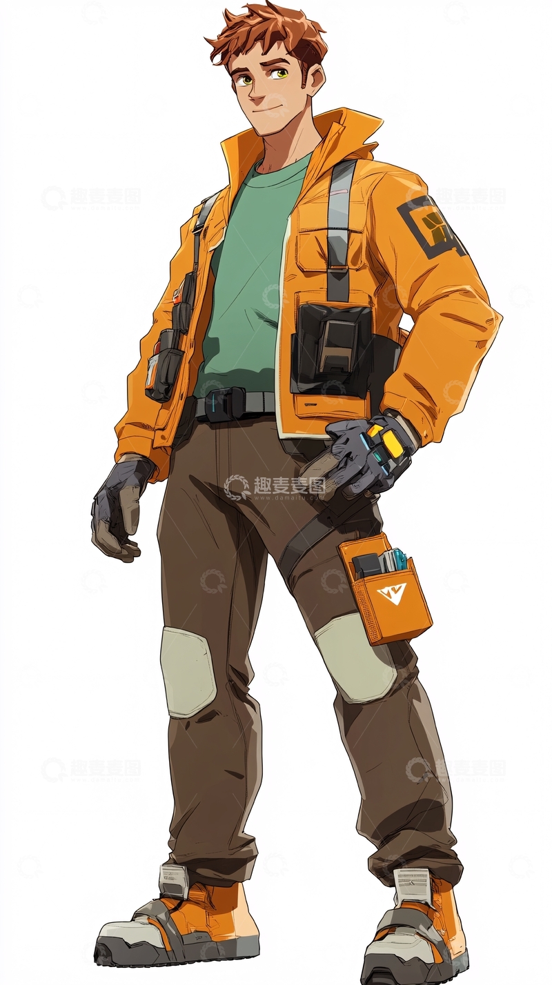 高清大图下载【趣麦麦图】橙色外套男性角色