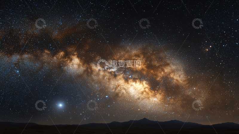 高清大图下载【趣麦麦图】夜空下的银河系全景图