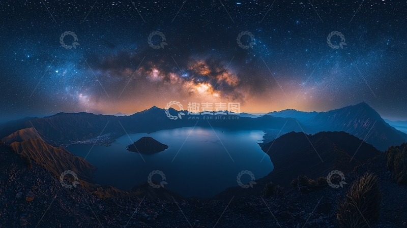 高清大图下载【趣麦麦图】星空银河湖泊