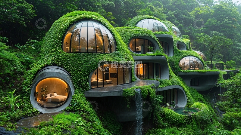 高清大图下载【趣麦麦图】绿色山林里的生态酒店