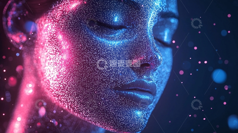 高清大图下载【趣麦麦图】光影梦幻女性面部特写