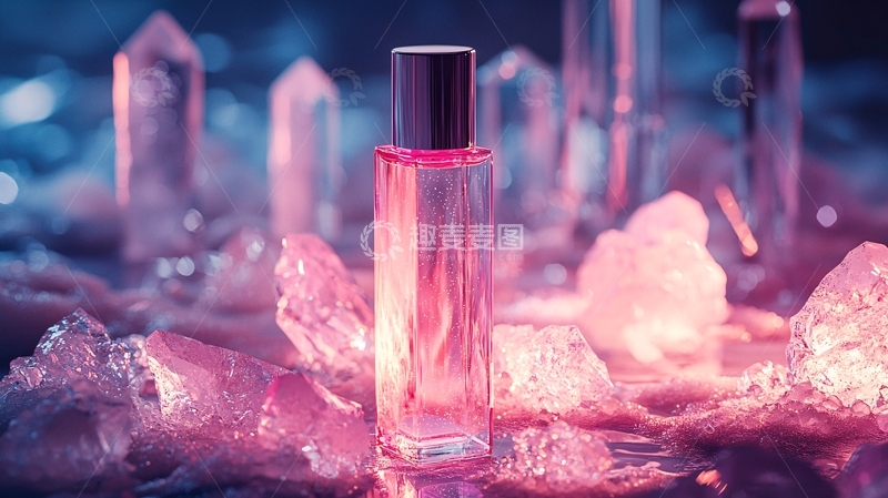 高清大图下载【趣麦麦图】粉色香水瓶与水晶