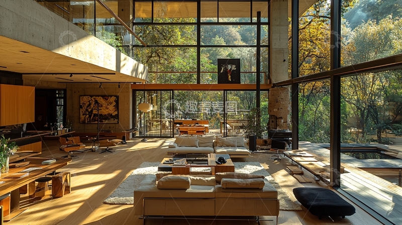 高清大图下载【趣麦麦图】现代简约落地窗豪宅