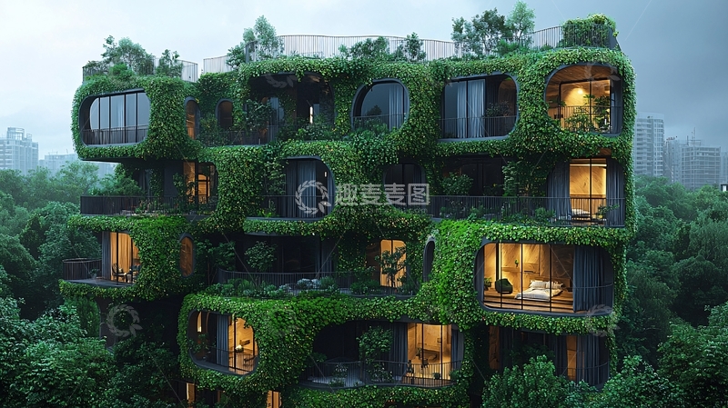 高清大图下载【趣麦麦图】绿植覆盖建筑
