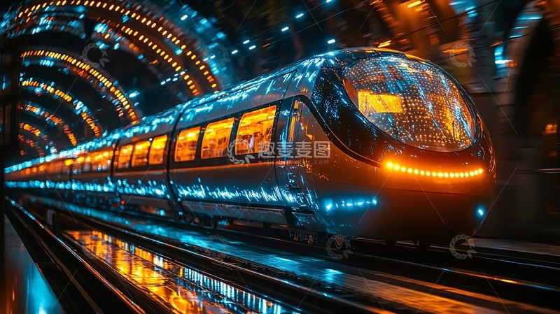 高清大图下载【趣麦麦图】炫彩灯光下的未来高铁