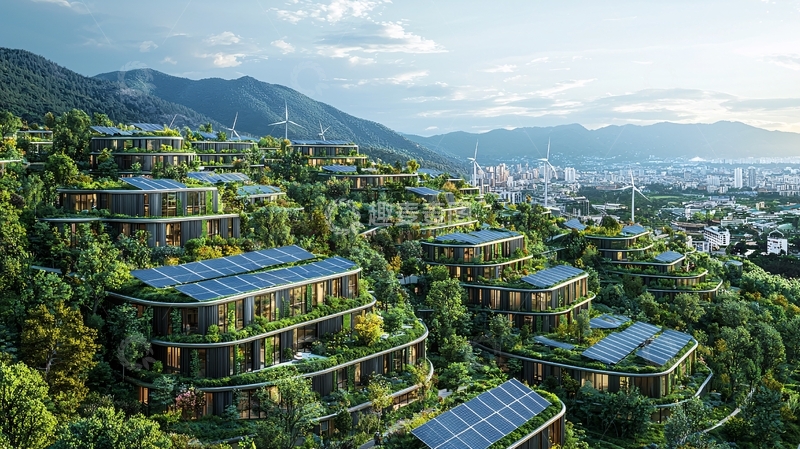 高清大图下载【趣麦麦图】山峦环抱的绿色生态社区