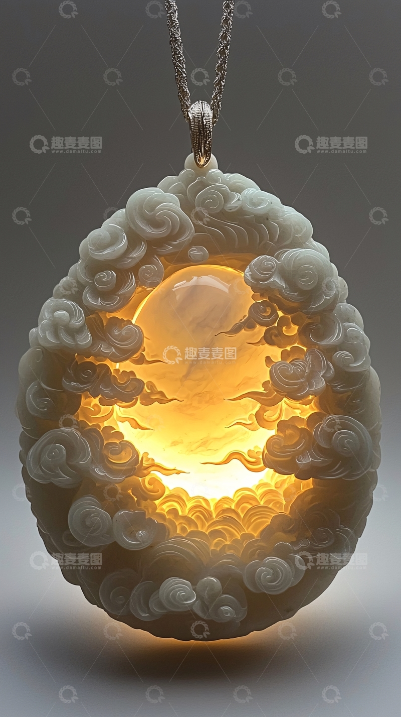 高清大图下载【趣麦麦图】玉石云雾月亮吊坠