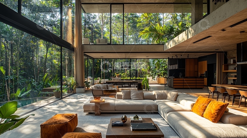 高清大图下载【趣麦麦图】现代风格森林别墅客厅